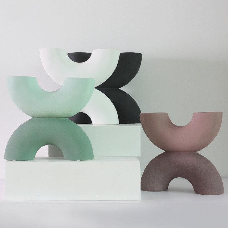 Ceramic Vase Horn Tube Ornaments Frosted Home Sample Room Decoration Flower - Pacisia