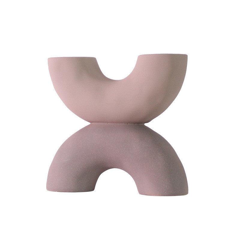 Ceramic Vase Horn Tube Ornaments Frosted Home Sample Room Decoration Flower - Pacisia