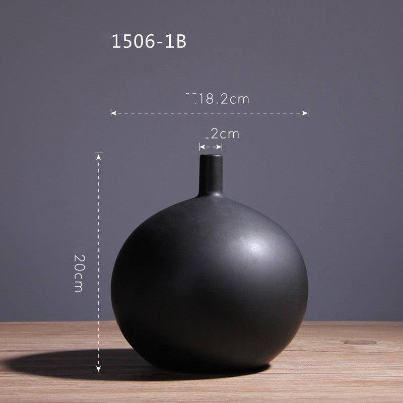 Ceramic VaseSimple Style Black And White Matte Vase TV Cabinet Entrance - Pacisia