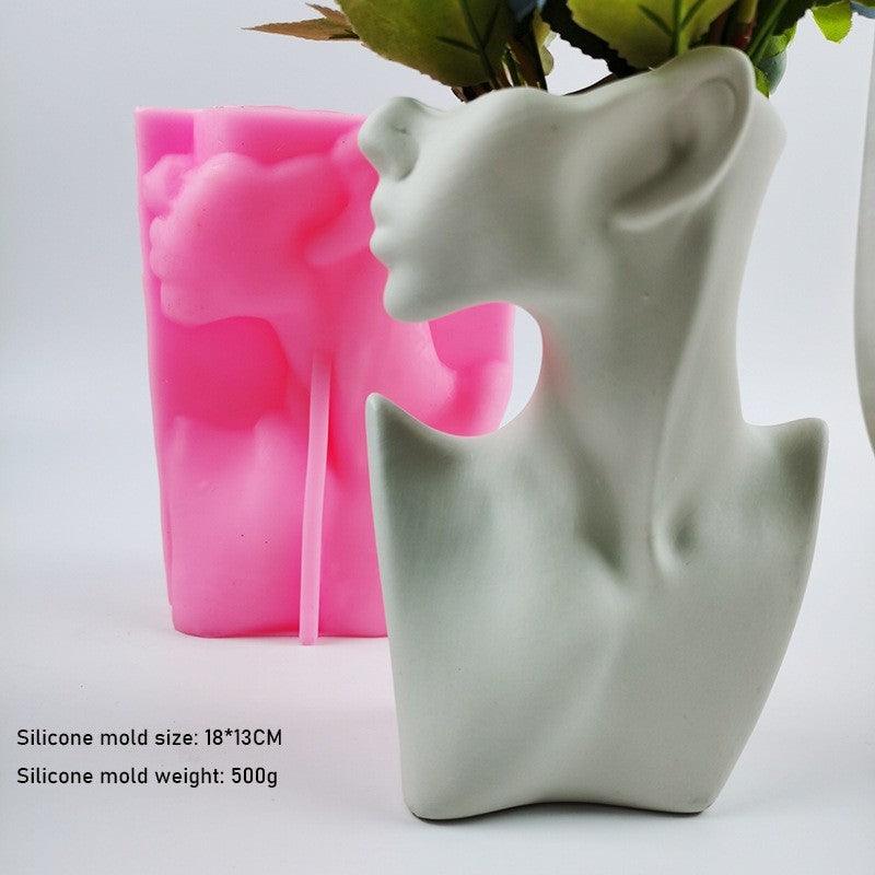 3D Vase Silicone Mold Abstract Style Face European Half Body Home Decoration Flower Arrangement Decoration Plaster - Pacisia