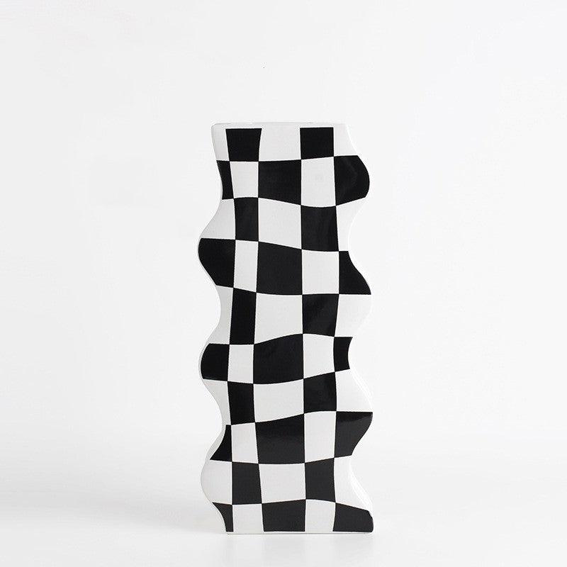 Checkerboard Ceramic Vase Ornaments - Pacisia