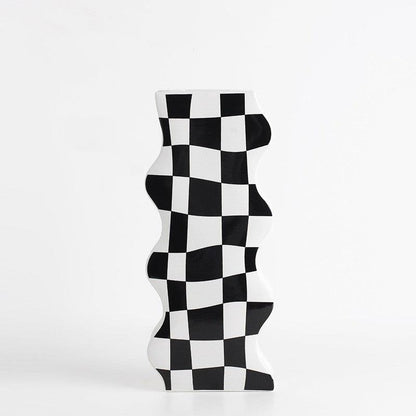 Checkerboard Ceramic Vase Ornaments - Pacisia