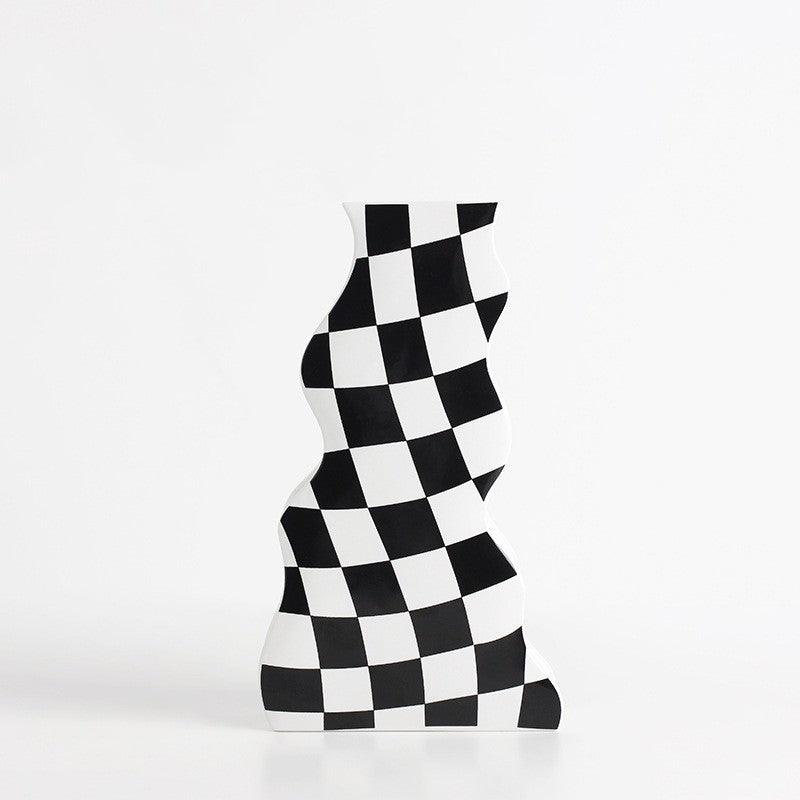 Checkerboard Ceramic Vase Ornaments - Pacisia