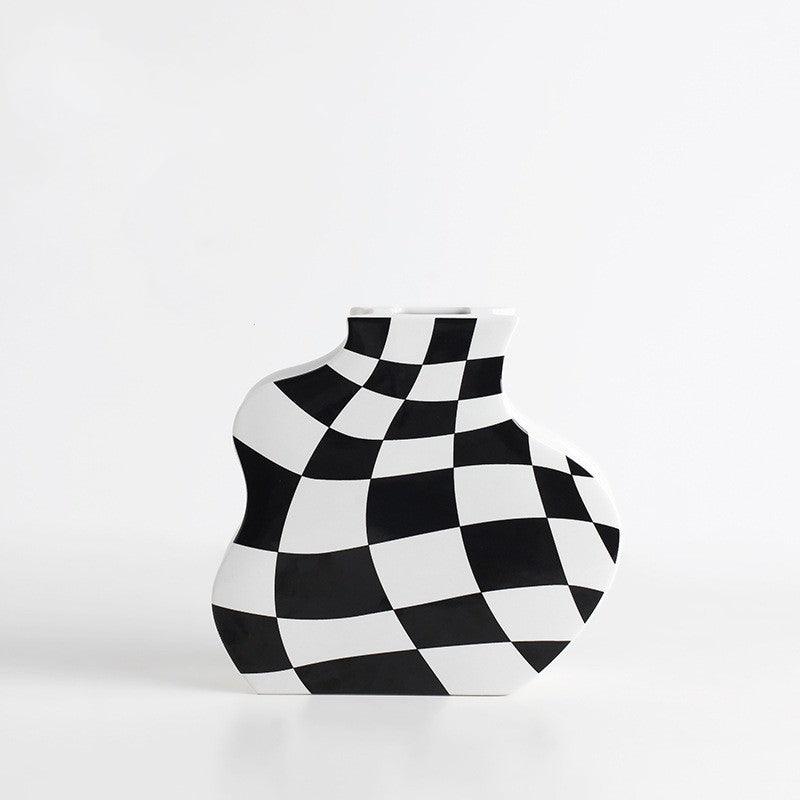 Checkerboard Ceramic Vase Ornaments - Pacisia