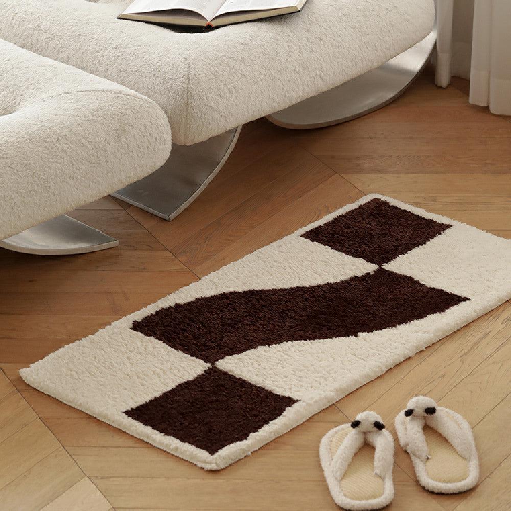 Checkered Flocked Simple Home Decoration Carpet - Pacisia