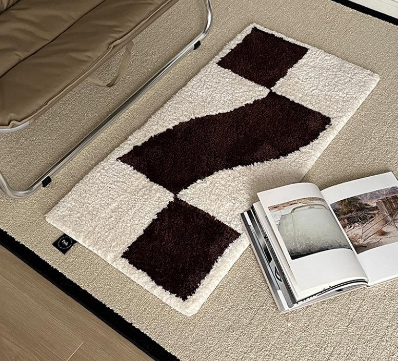 Checkered Flocked Simple Home Decoration Carpet - Pacisia