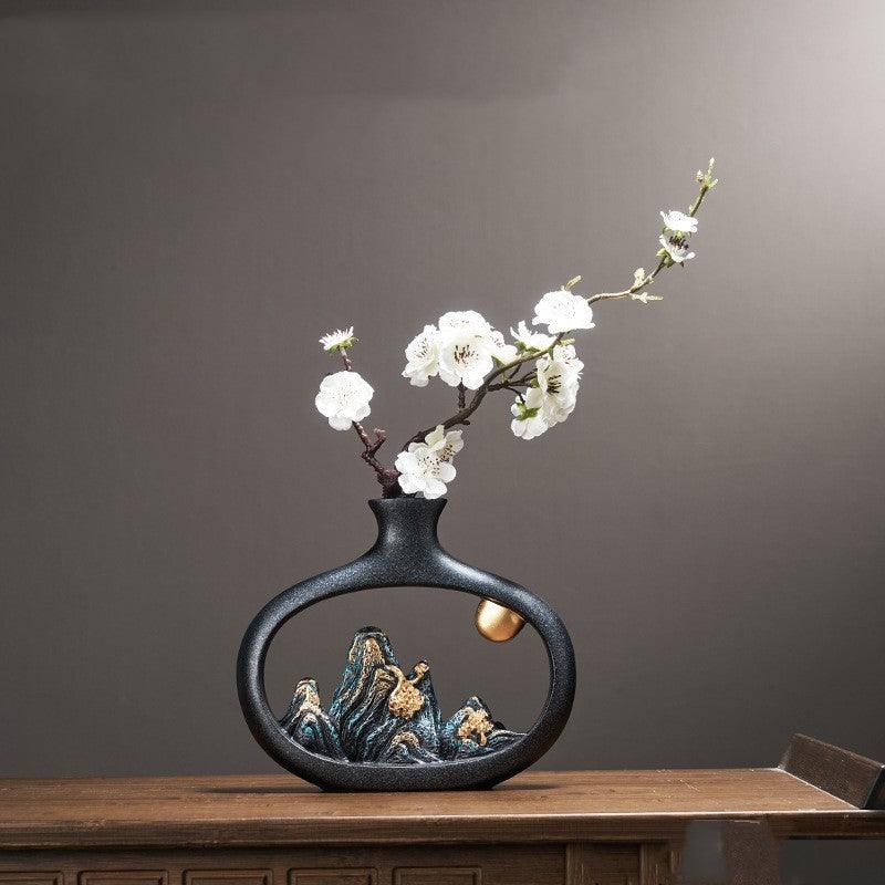 Chinese Style Mountain View Vase Decoration Tabletop Flower - Pacisia