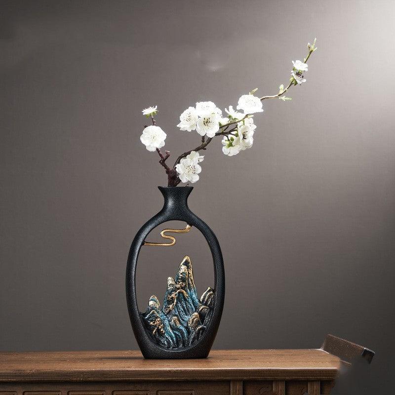 Chinese Style Mountain View Vase Decoration Tabletop Flower - Pacisia