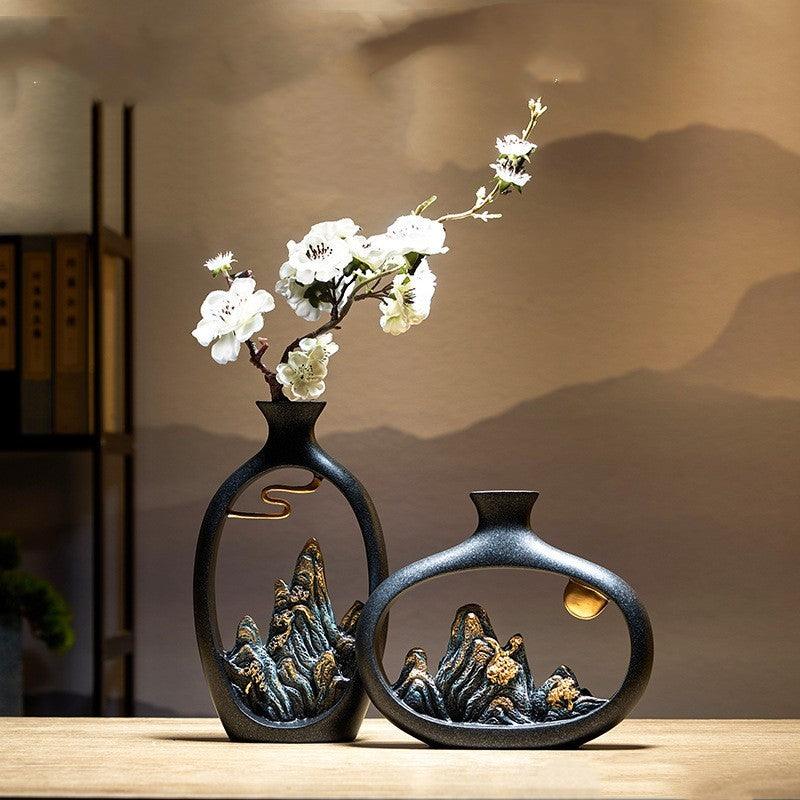 Chinese Style Mountain View Vase Decoration Tabletop Flower - Pacisia