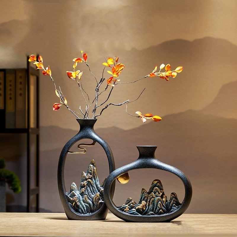 Chinese Style Mountain View Vase Decoration Tabletop Flower - Pacisia