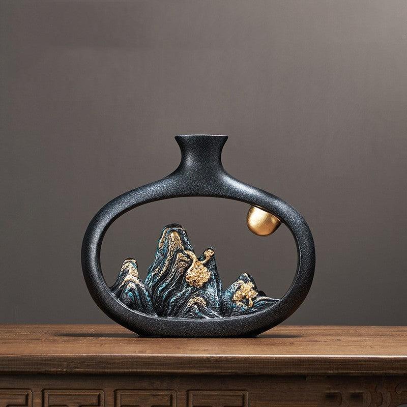 Chinese Style Mountain View Vase Decoration Tabletop Flower - Pacisia