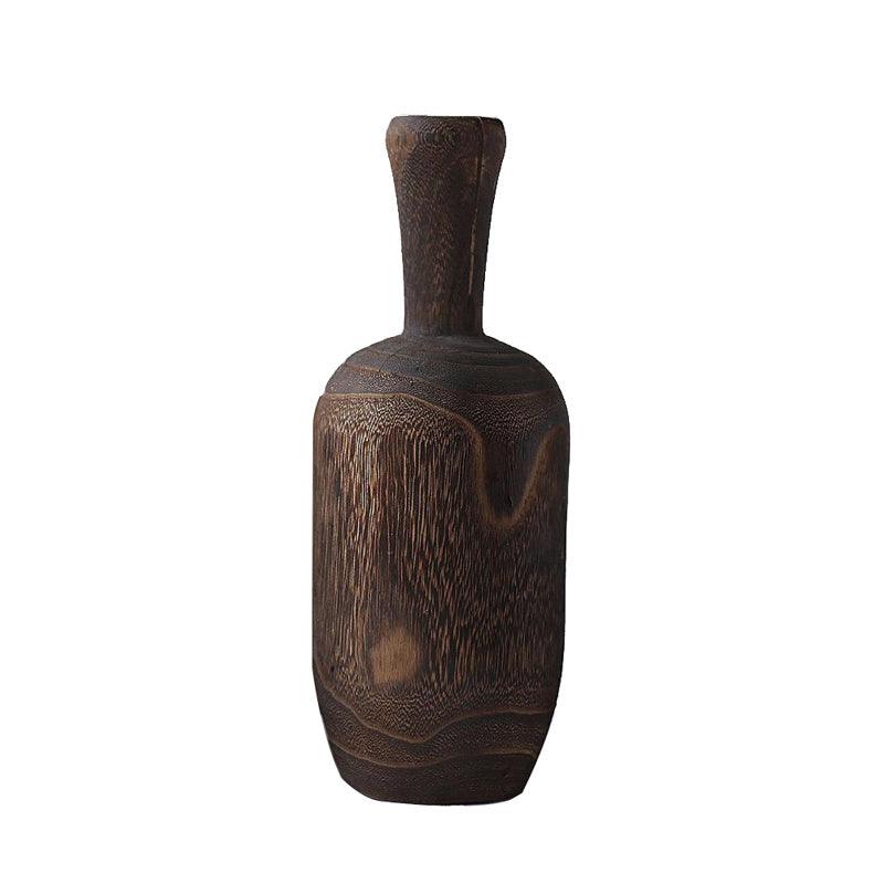 Chinese Style Retro Solid Wood Wood Zen Dried Flower Vase Home Decoration Ornaments - Pacisia