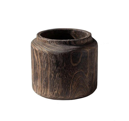 Chinese Style Retro Solid Wood Wood Zen Dried Flower Vase Home Decoration Ornaments - Pacisia