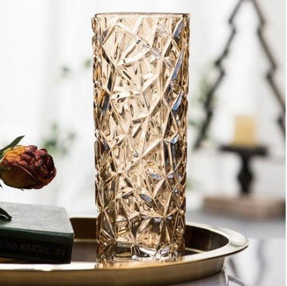 Classical European Golden Crystal Glass Vase Creative Glass Flower - Pacisia