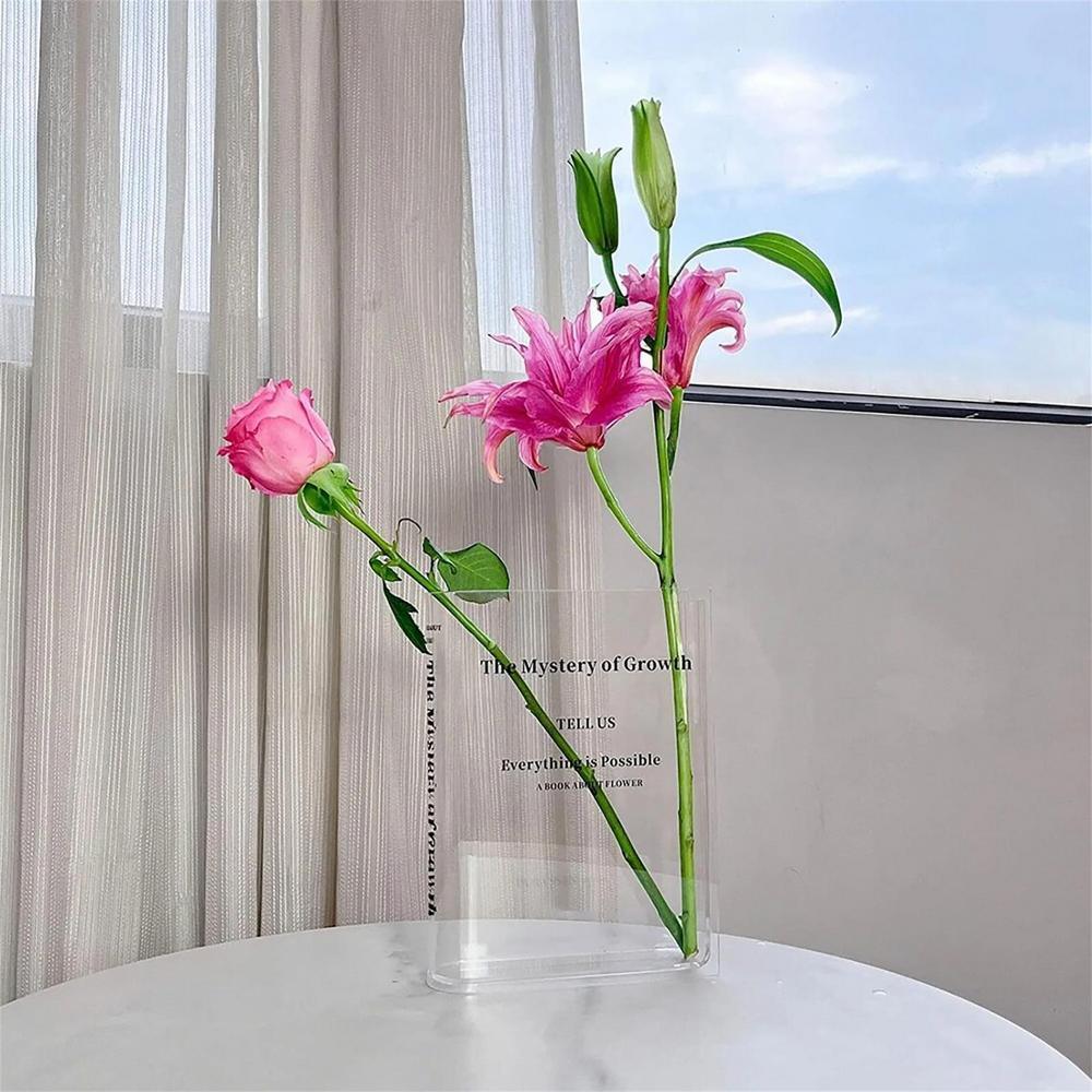 Clear Book Flower Vase Creative Transparent Vase Modern Decorative Vases For Wedding Gift Floral Container Room Home Decor - Pacisia