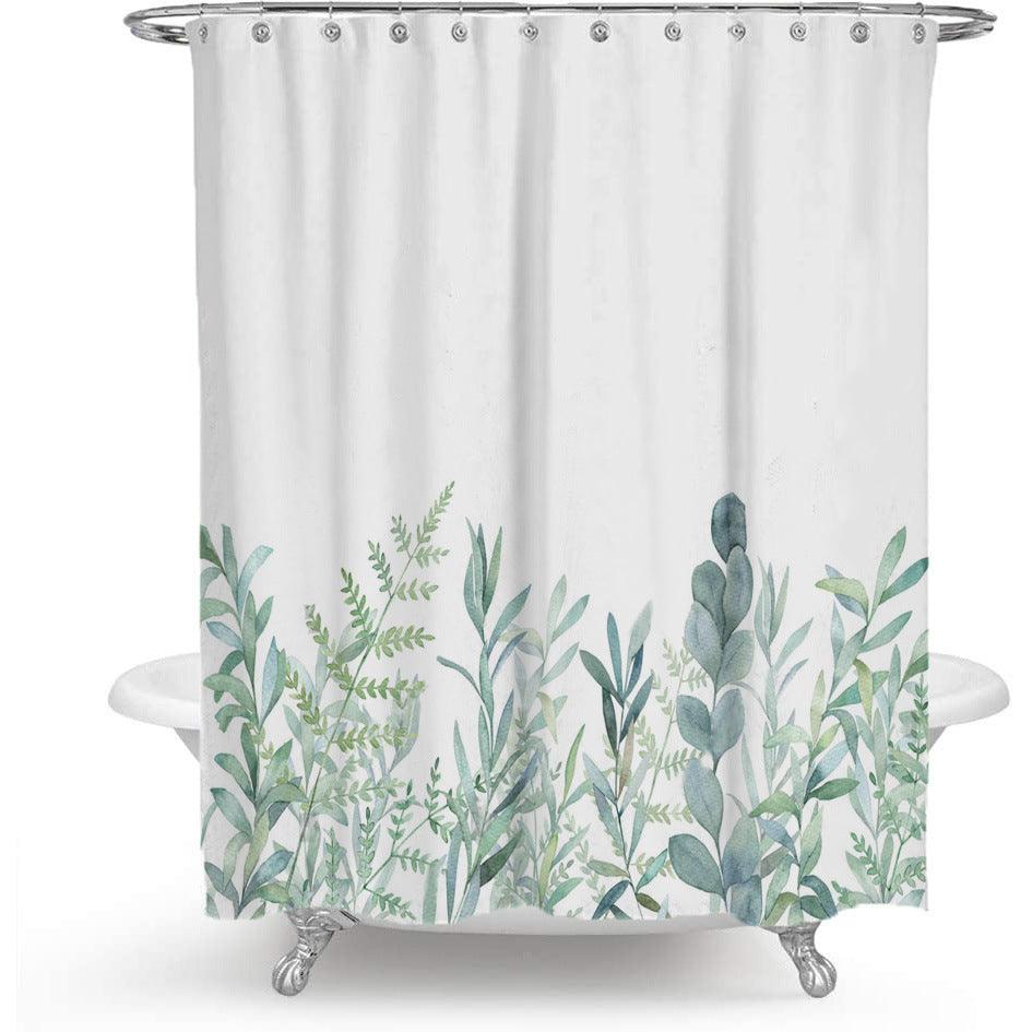 Color Floral Plant Shower Curtain Bathroom Curtain Polyester - Pacisia
