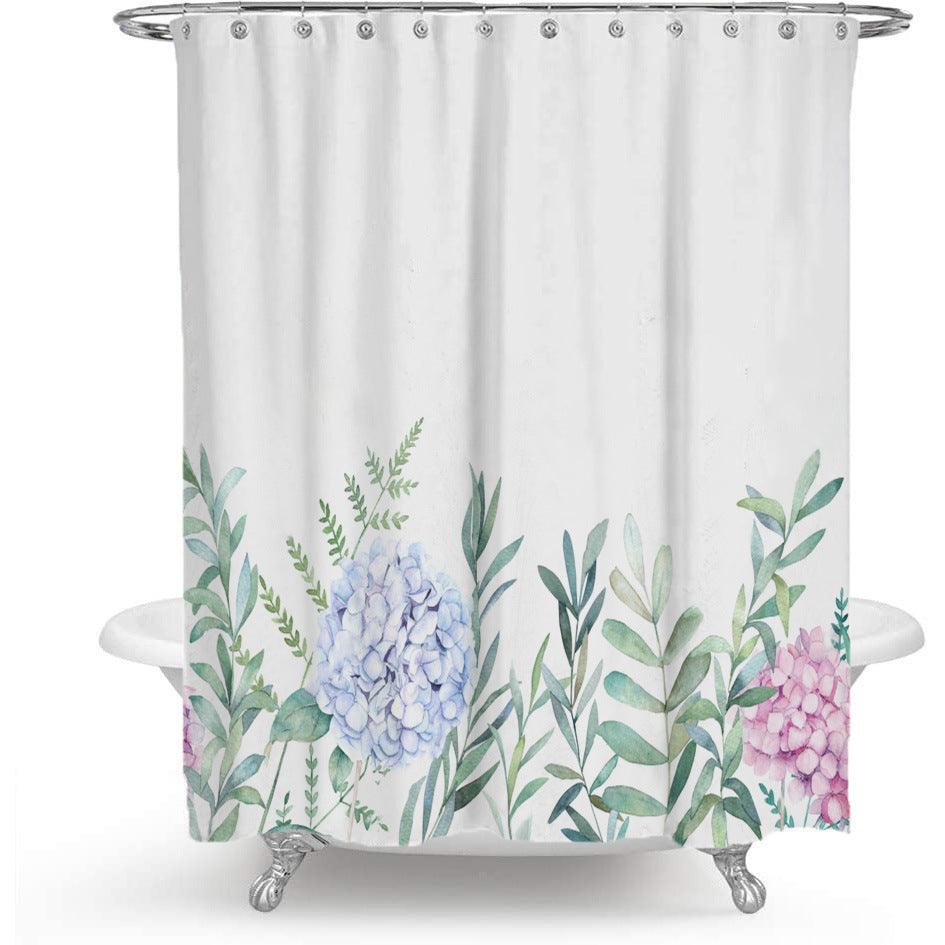 Color Floral Plant Shower Curtain Bathroom Curtain Polyester - Pacisia