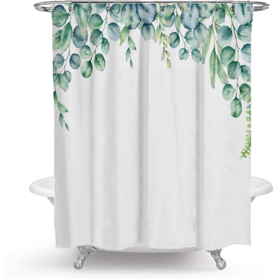 Color Floral Plant Shower Curtain Bathroom Curtain Polyester - Pacisia