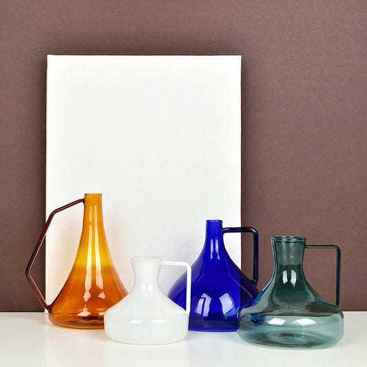 Color Transparent Pot Glass Vase Creative Model Room Clothing Store Soft Decoration Ornaments - Pacisia