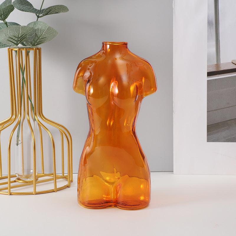 Colored Glass Body Art Flower Arrangement Vase Ornaments - Pacisia