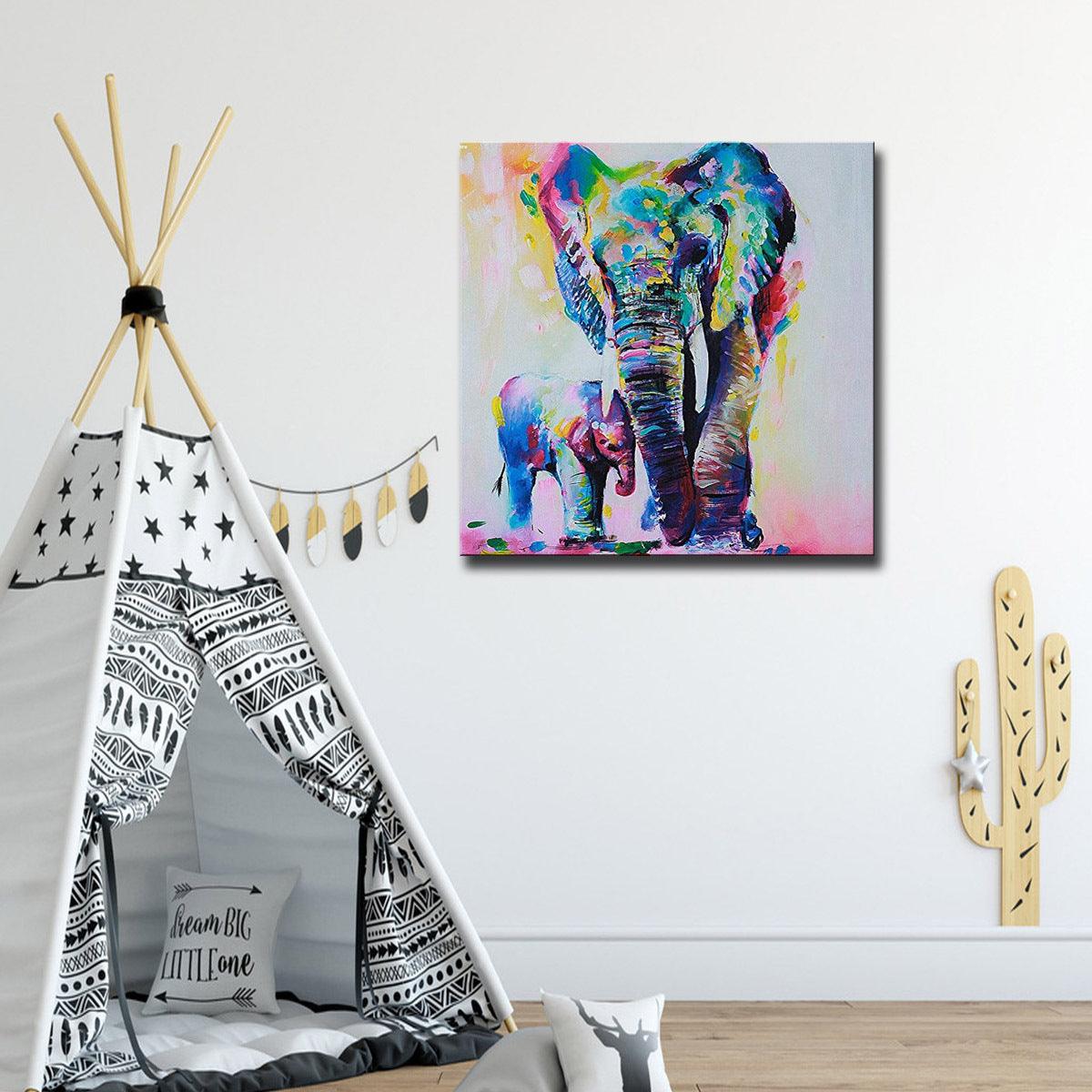 Colorful Elephant Canvas Painting - Modern HD Print Wall Art Decor - Pacisia