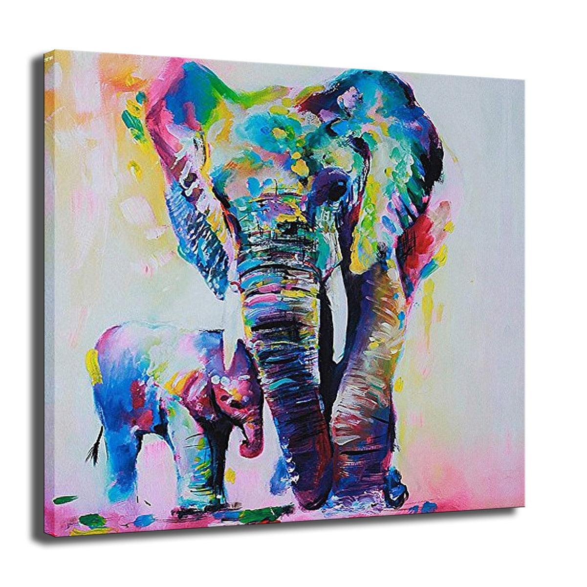Colorful Elephant Canvas Painting - Modern HD Print Wall Art Decor - Pacisia