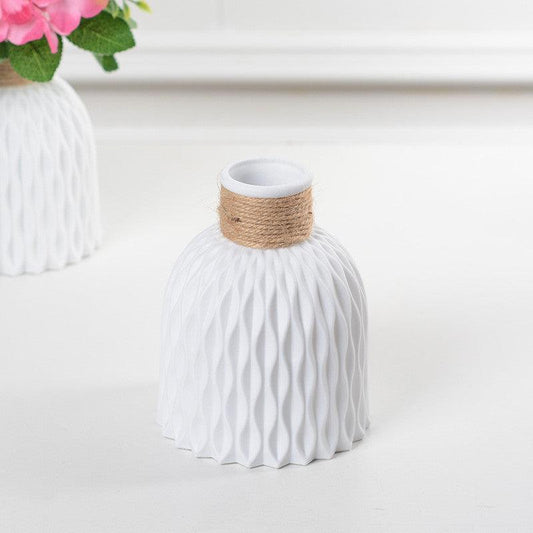 Corrugated Plastic Vase Imitation Ceramic Vase Nordic Plastic Flower Arrangement Living Room Decoration Flower Pot Flower Arrangement Basket - Pacisia