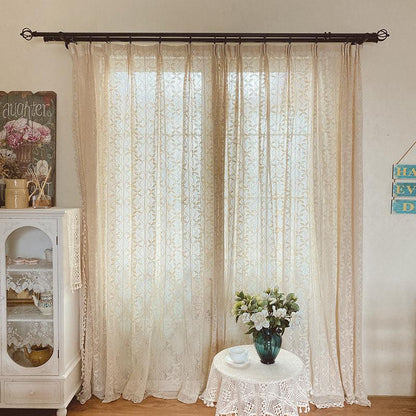 Cotton Linen Crochet Hollow Living Room Curtains - Pacisia