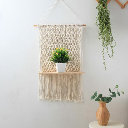 Cotton Rope Tapestry Rack Hand-Woven Bohemian Wall Rack Cotton Rope Tapestr - Pacisia