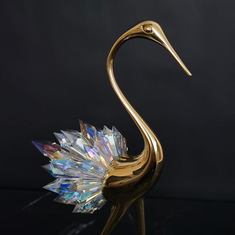 Crane Copper Ornaments TV Cabinet Porch Desktop Crystal Home Decor - Pacisia