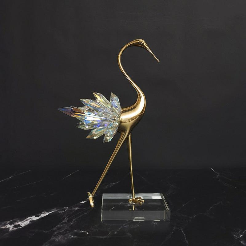 Crane Copper Ornaments TV Cabinet Porch Desktop Crystal Home Decor - Pacisia