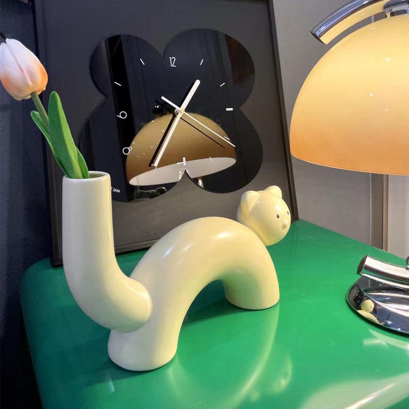 Cream Cat Vase Flower Arrangement Living Room Home Decoration - Pacisia