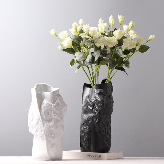 Creative And Simple Flower Arrangement Vase Stone Broken Carving Style Ornaments - Pacisia