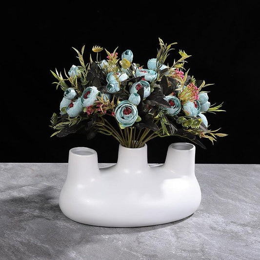 Creative And Simple Three-port Ceramic Vase Flower Arrangement Ornaments - Pacisia