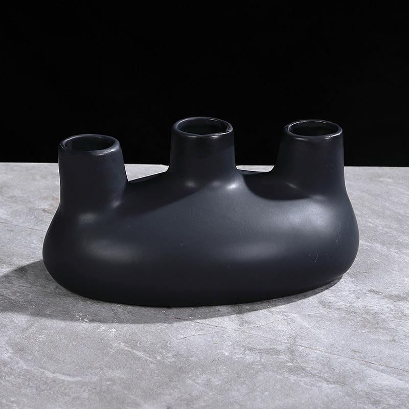 Creative And Simple Three-port Ceramic Vase Flower Arrangement Ornaments - Pacisia