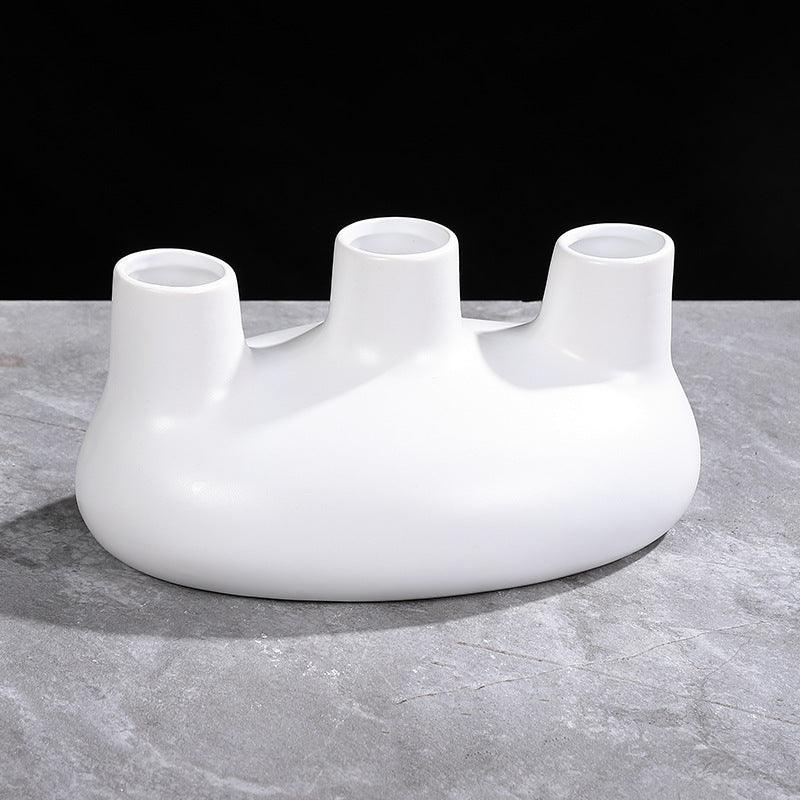 Creative And Simple Three-port Ceramic Vase Flower Arrangement Ornaments - Pacisia