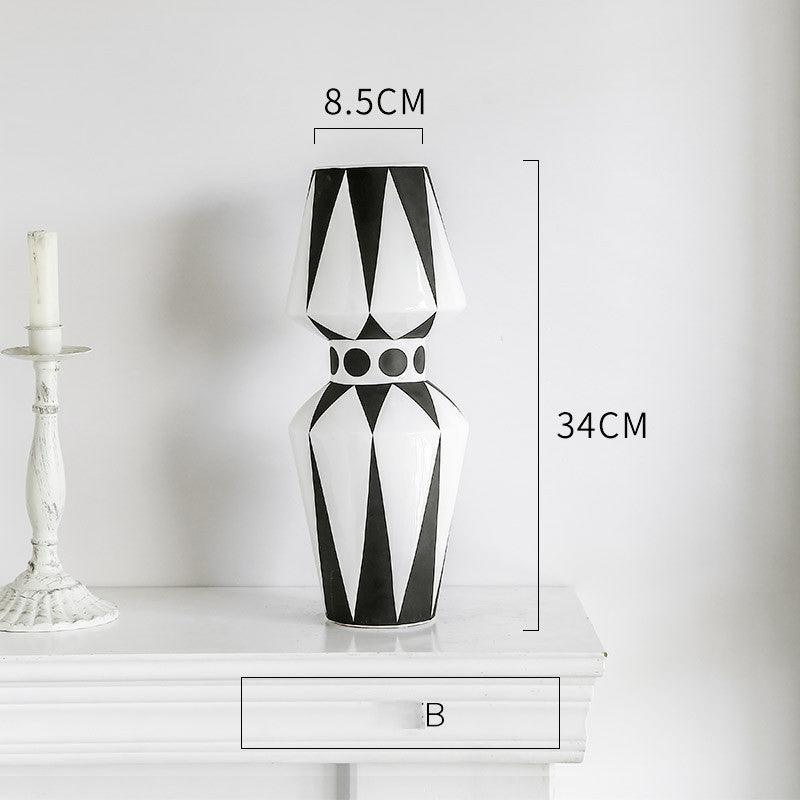 Creative black and white geometric ceramic vase - Pacisia