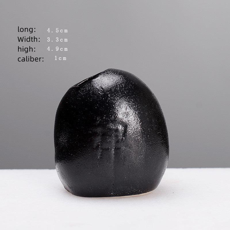 Creative Black Small Stone Simple Stoneware Vase - Pacisia