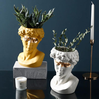 Creative ceramic succulent human head vase - Pacisia