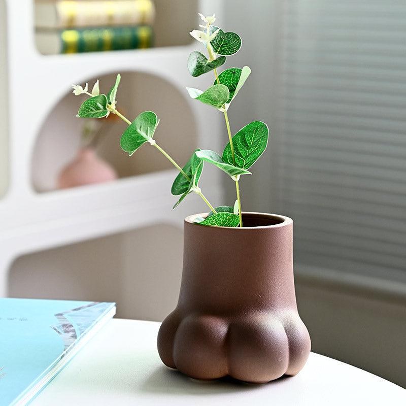 Creative Ceramic Vase Cute Solid Color Cat's Paw - Pacisia