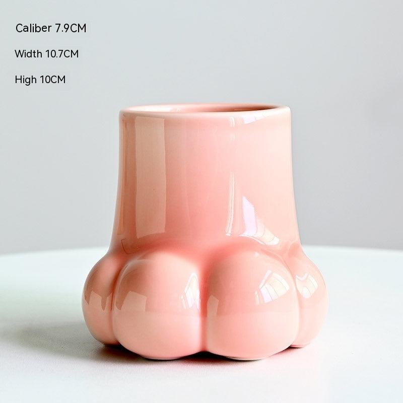 Creative Ceramic Vase Cute Solid Color Cat's Paw - Pacisia