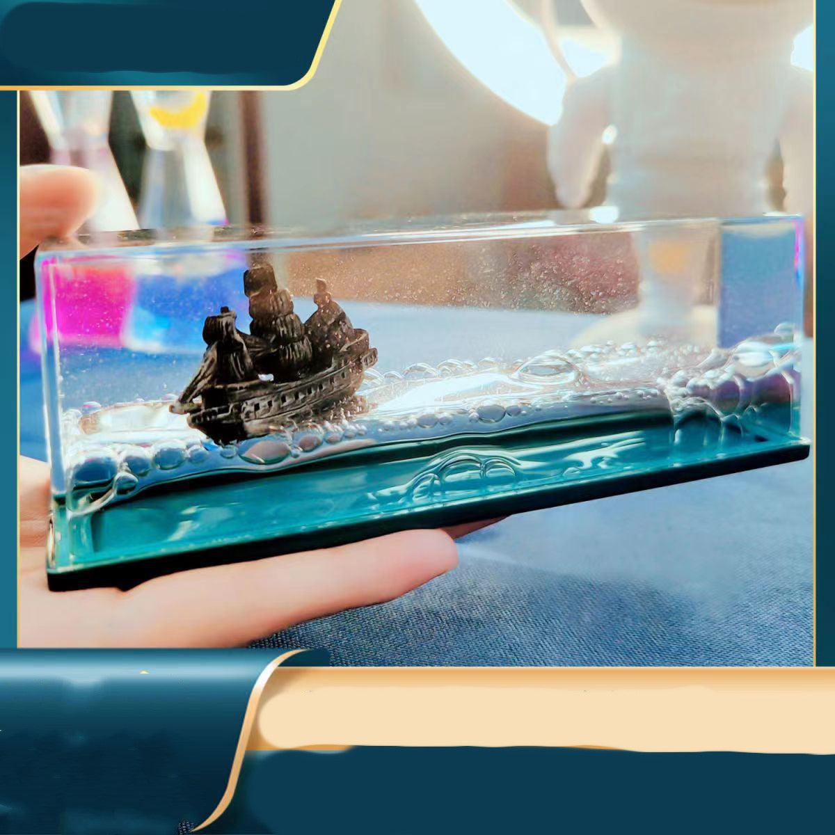 Creative Cruise Ship Decoration Fluid Drift Bottle Desktop Decorative Ornament - Pacisia