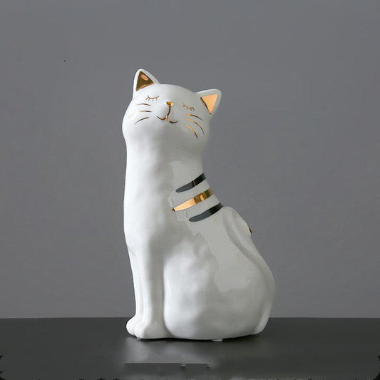 Creative Cute Cat Ceramic Vase Decoration for Living Room - Pacisia