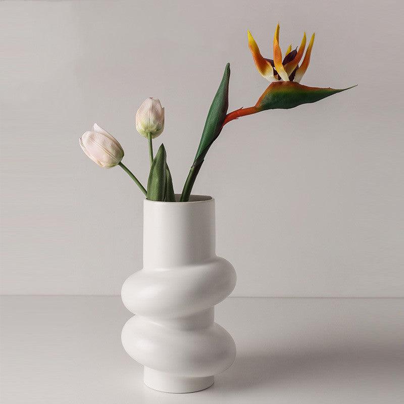 Creative Donut Shaped Vase Hydroponic White Ceramic Vase - Pacisia