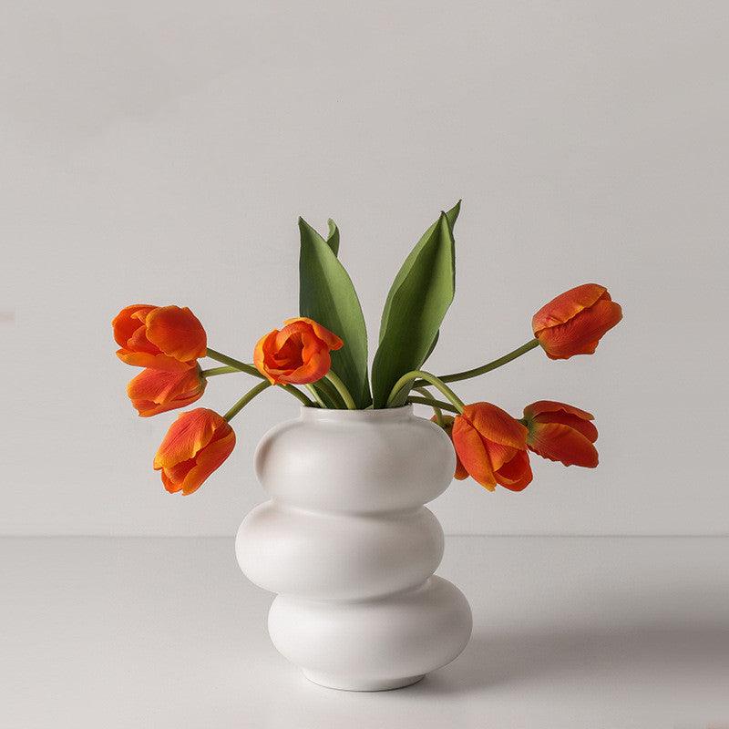 Creative Donut Shaped Vase Hydroponic White Ceramic Vase - Pacisia