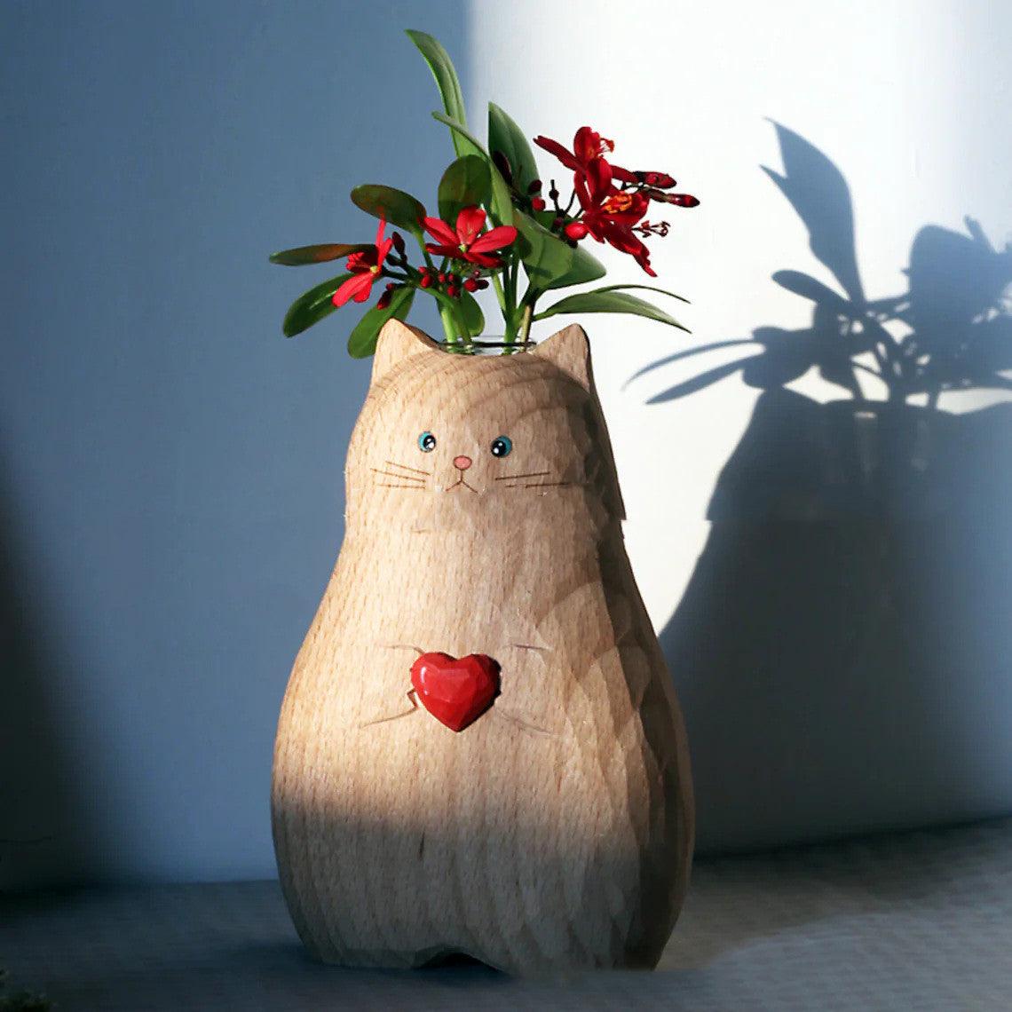 Creative Heart Cat Vase Handmade Christmas - Pacisia