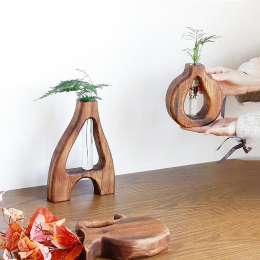 Creative Living Room Solid Wood Vase Countertop Ornaments - Pacisia