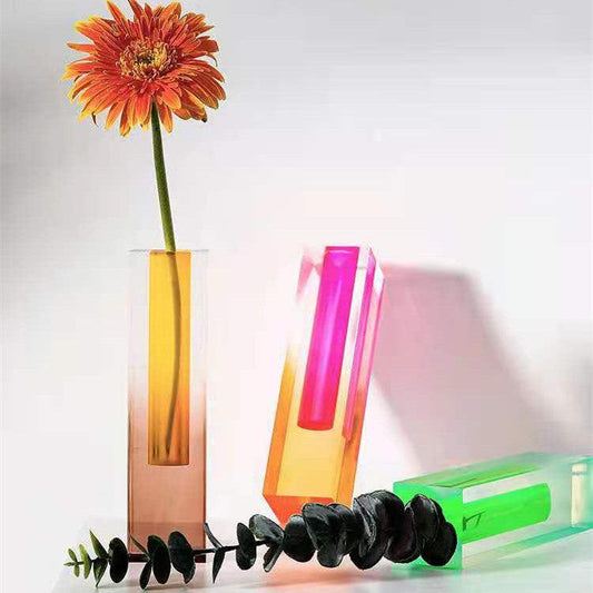 Creative Minimalist Ins Acrylic Square Column Vase Craft Gift - Pacisia