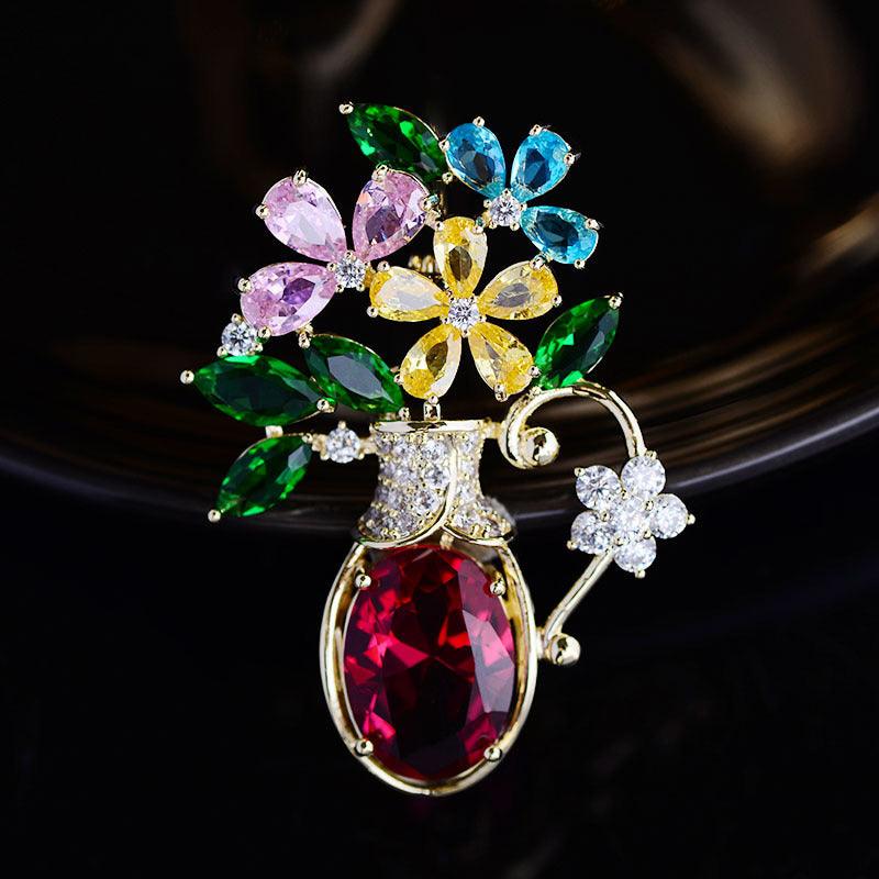 Creative Personality Vase Brooch Accessories Women - Pacisia