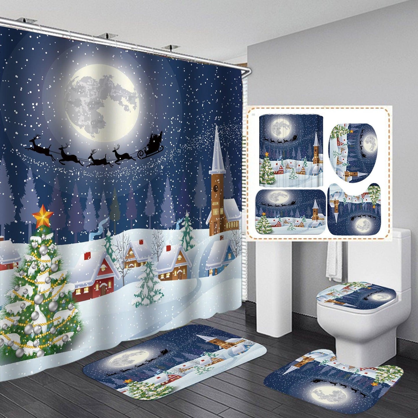 Creative Shower Curtain Waterproof Christmas Shower Curtain Cloth - Pacisia